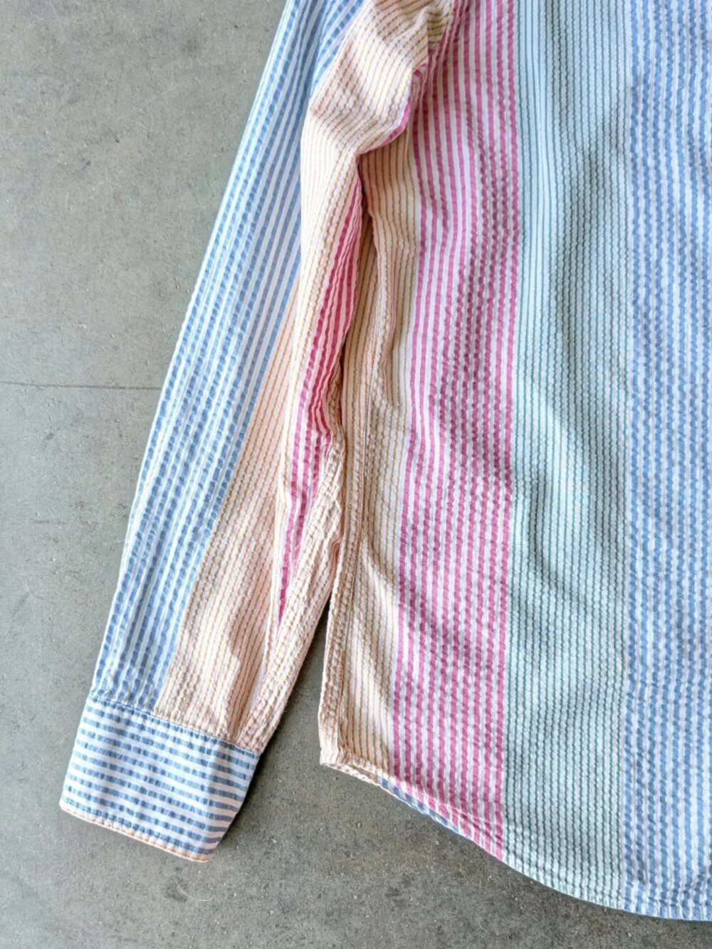 J. Crew Slim Fit Seersucker Shirt in Awning Stripe Multi Button Down Shirt large